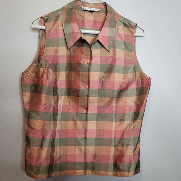 Travis Ayers Polyester Suit 3 Piece Jacket Pants Silk Sleeveless Blouse Size 10 - Picture 5 of 16